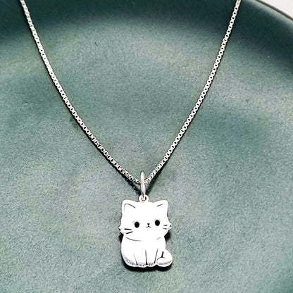 Colar Pingente Pet Gatinho 16mm em Prata