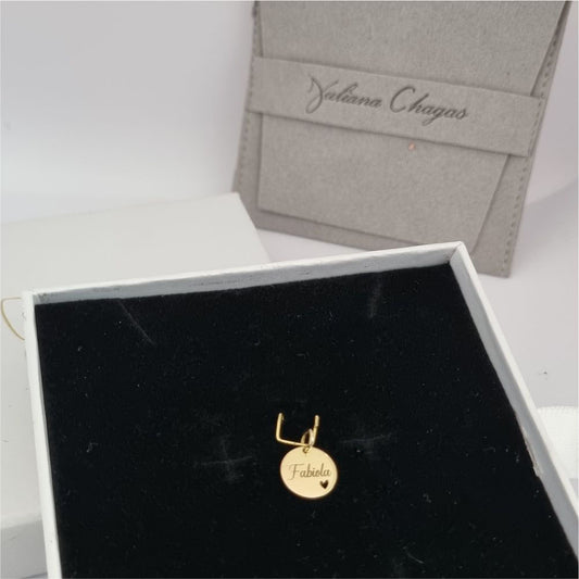 Pingente em Ouro 18k Redondo Personalizado 12mm