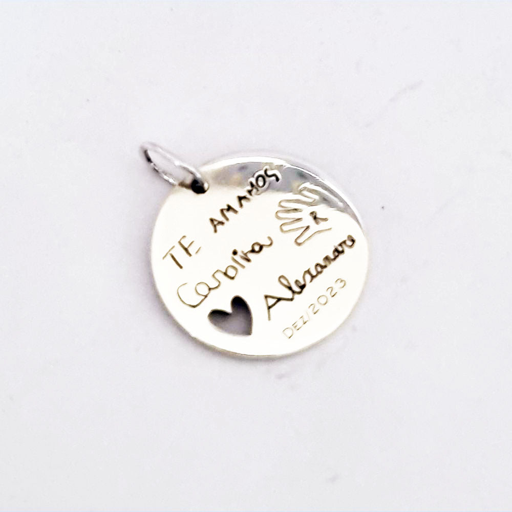 Pingente Redondo Personalizado 20mm em prata