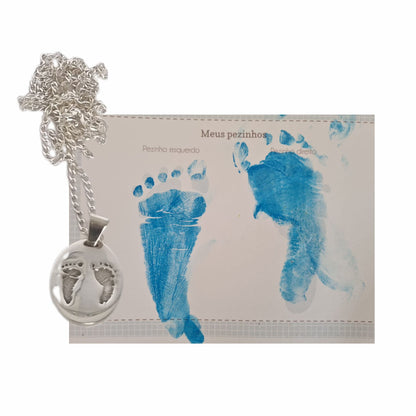 Colar Pingente Oval Personalizado Dados Nascimento em Prata