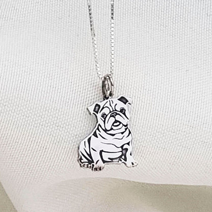 Colar Pingente Pet Bulldog Inglês Personalizado em Prata