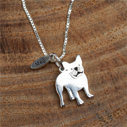 Colar Pingente Pet Bulldog Francês 11mm em Prata