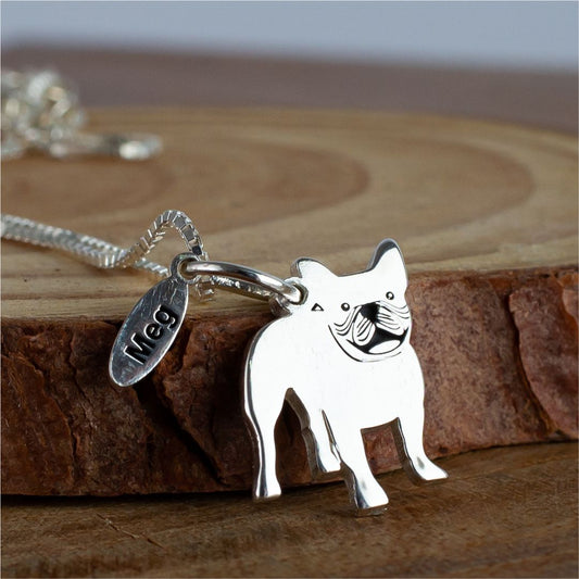 Colar Pingente Pet Bulldog Francês 11mm em Prata