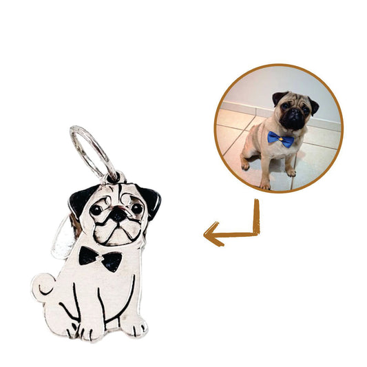 Pingente Pet Pug Personalizado 18mm em Prata