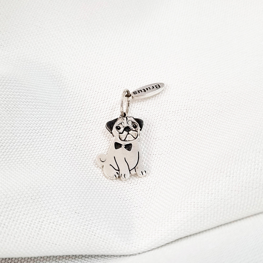 Pingente Pet Pug Personalizado 18mm em Prata
