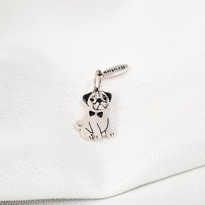 Pingente Pet Pug Personalizado 18mm em Prata
