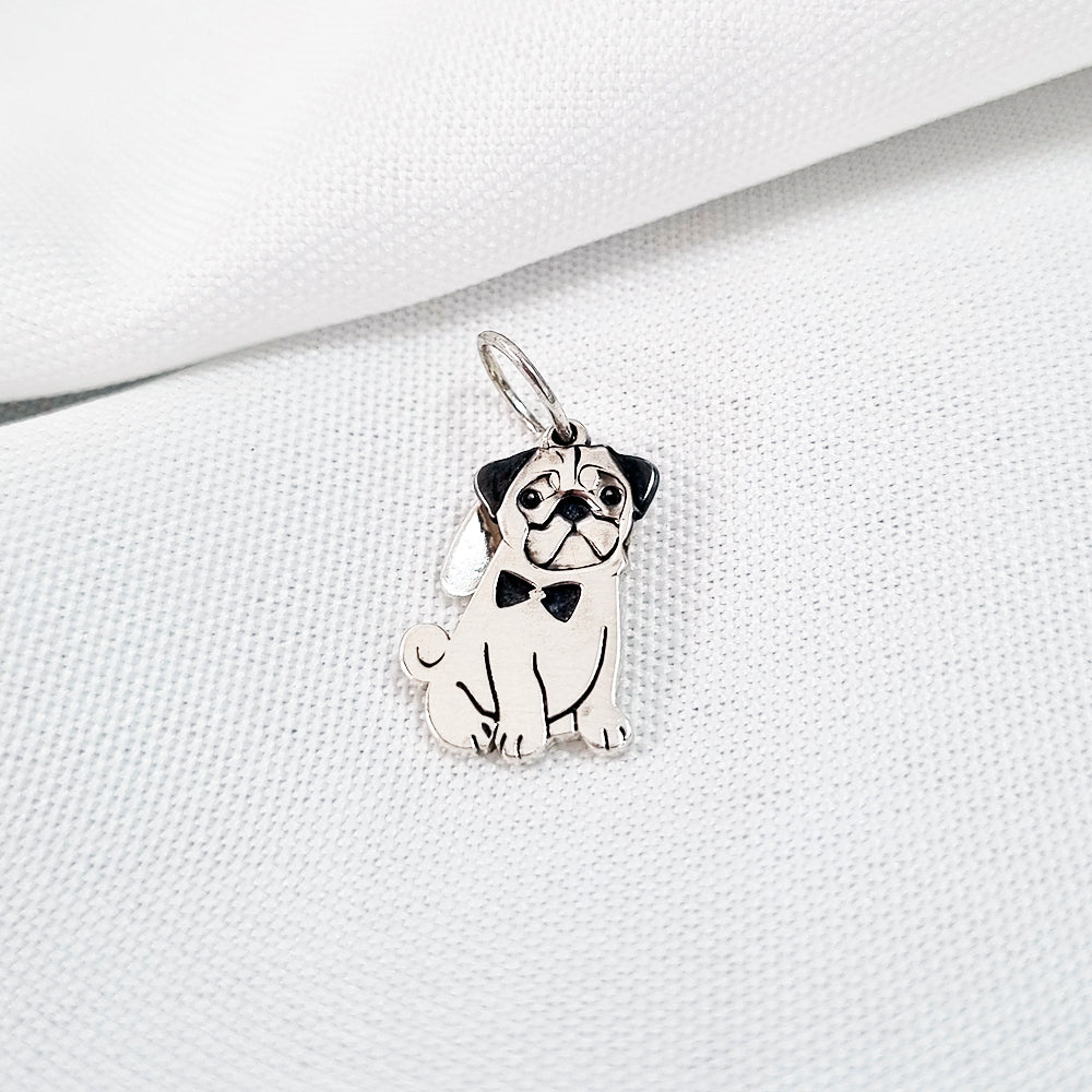 Pingente Pet Pug Personalizado 18mm em Prata