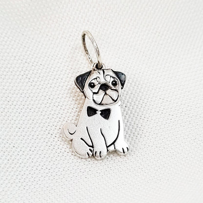 Pingente Pet Pug Personalizado 18mm em Prata