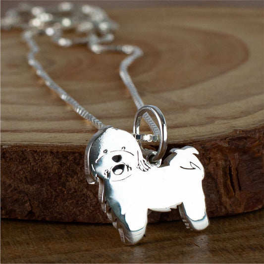 Colar Pingente Pet Shih Tzu 11mm em Prata