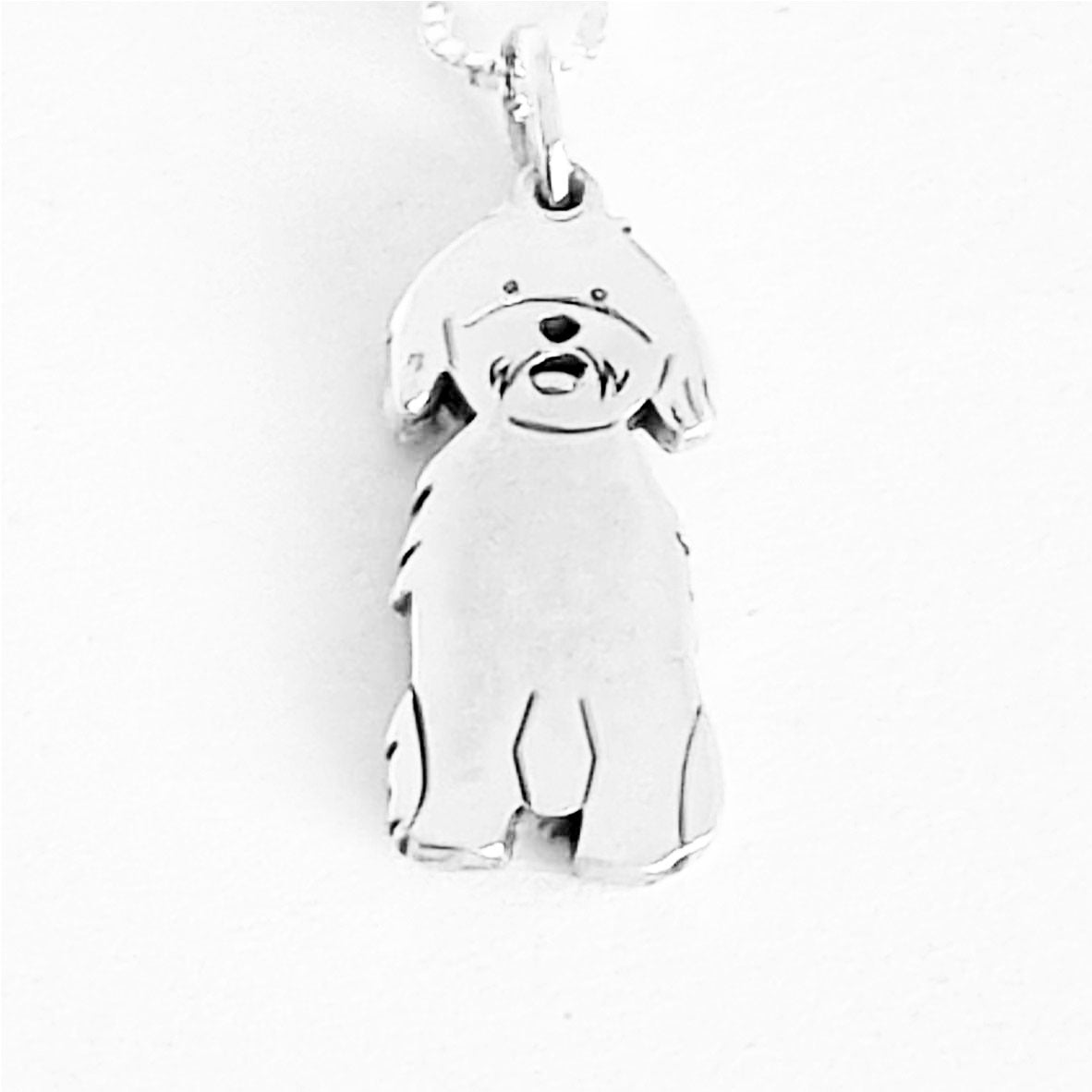 Colar Pingente Pet Shih Tzu Pelo Curto Prata 950