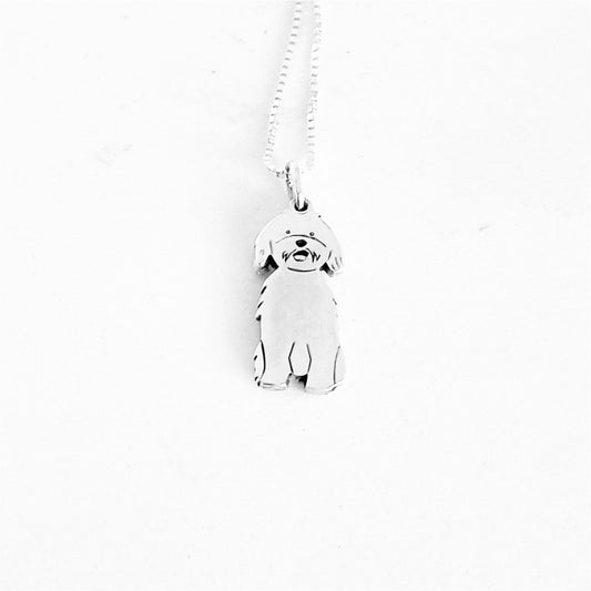 Colar Pingente Pet Shih Tzu Pelo Curto Prata 950