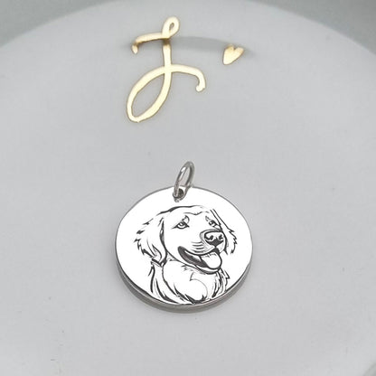 Pingente Redondo Golden Retriever 20mm em Prata