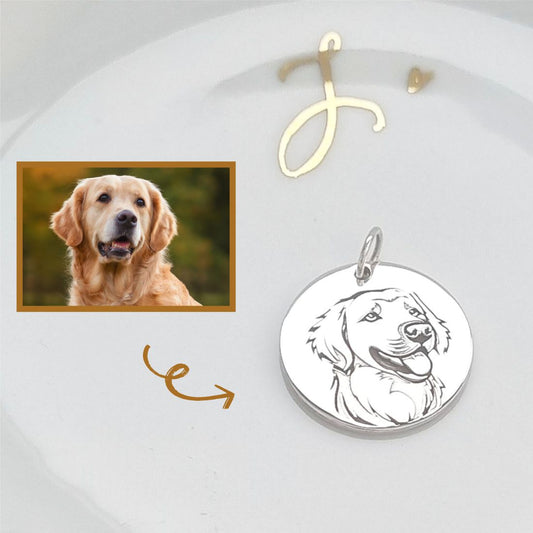 Pingente Redondo Golden Retriever 20mm em Prata