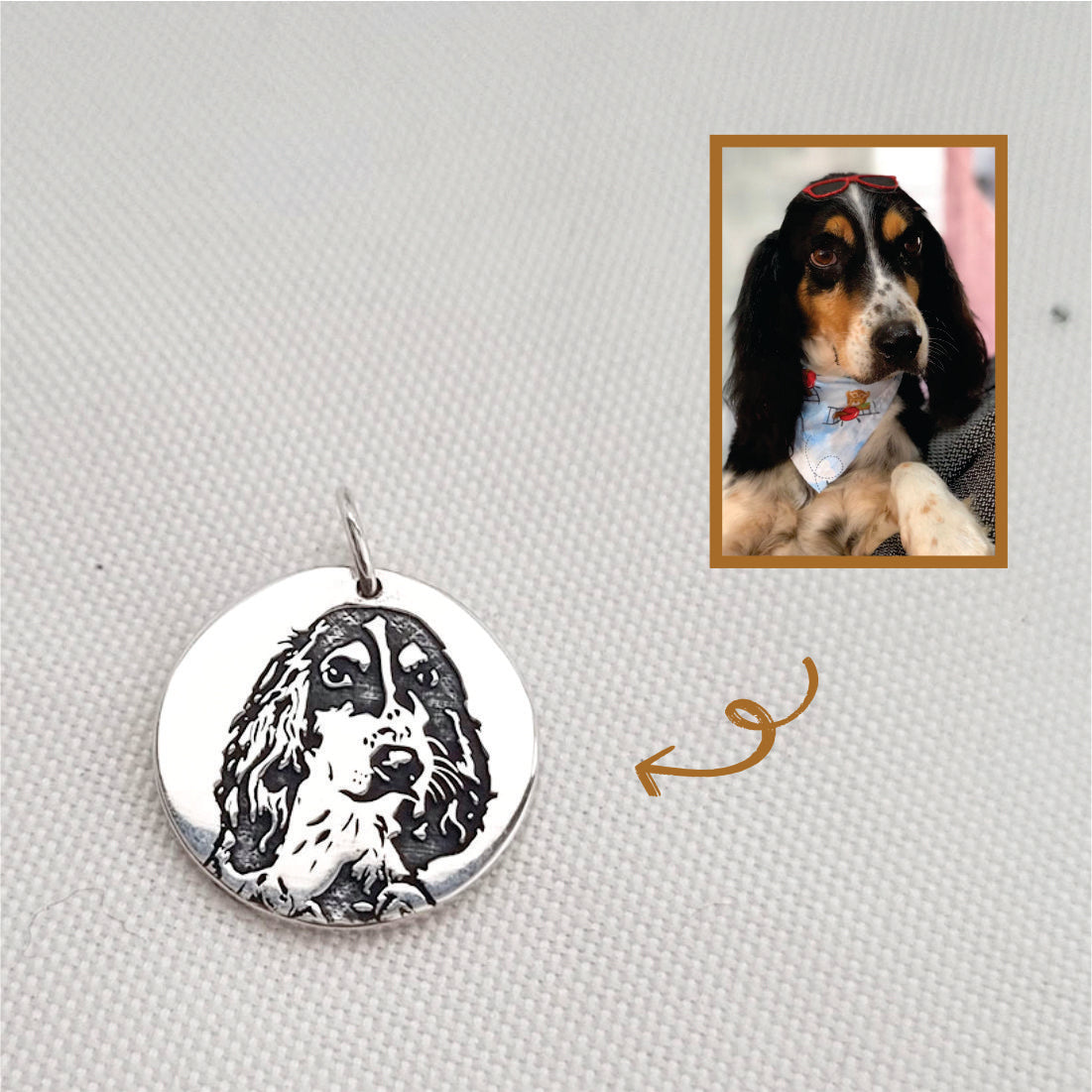 Colar Pingente Redondo Pet Personalizado 20mm em Prata