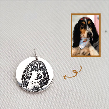 Colar Pingente Redondo Pet Personalizado 20mm em Prata