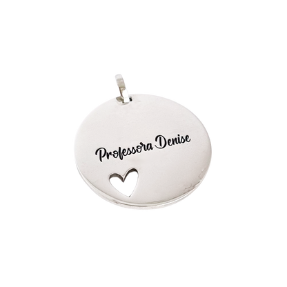Pingente Redondo Personalizado 30mm Frente Verso em Prata