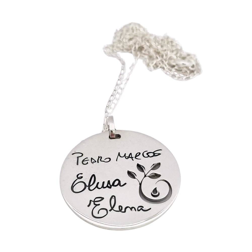 Colar Pingente Redondo Vazado Personalizado 30mm em Prata