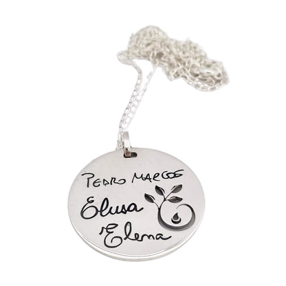 Colar Pingente Redondo Vazado Personalizado 30mm em Prata
