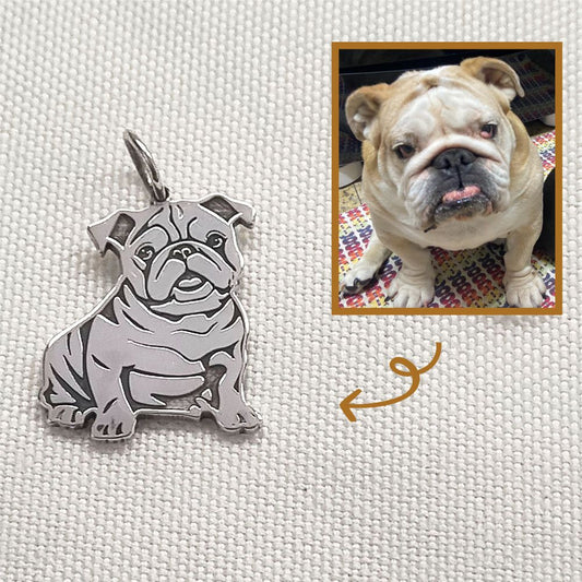 Colar Pingente Pet Bulldog Inglês Personalizado em Prata