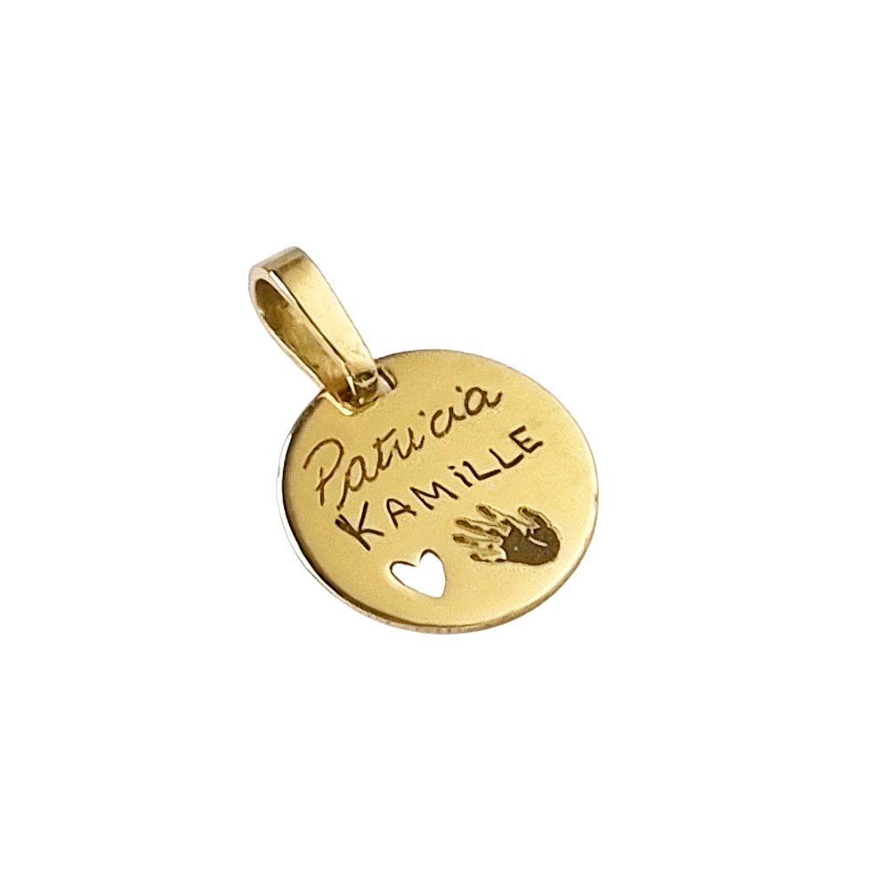 Pingente em Ouro 18k Redondo Personalizado 12mm