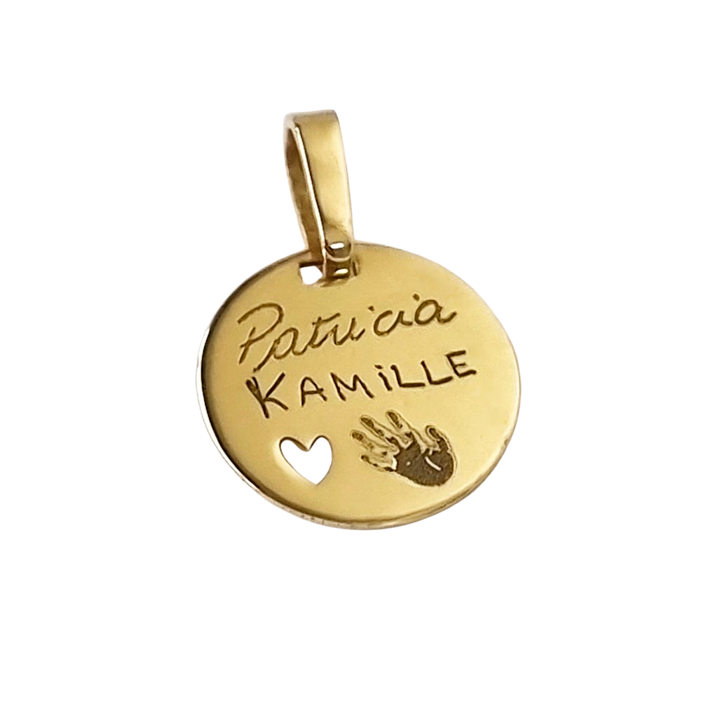 Pingente em Ouro 18k Redondo Personalizado 12mm