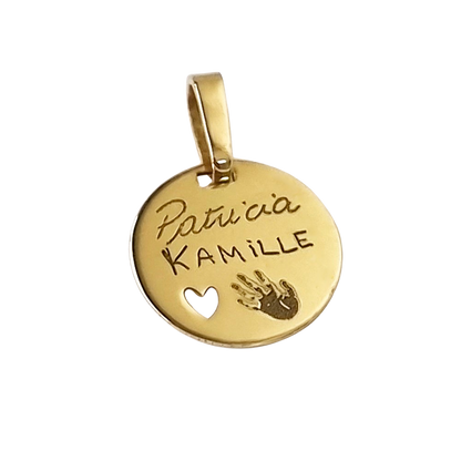 Pingente em Ouro 18k Redondo Personalizado 12mm