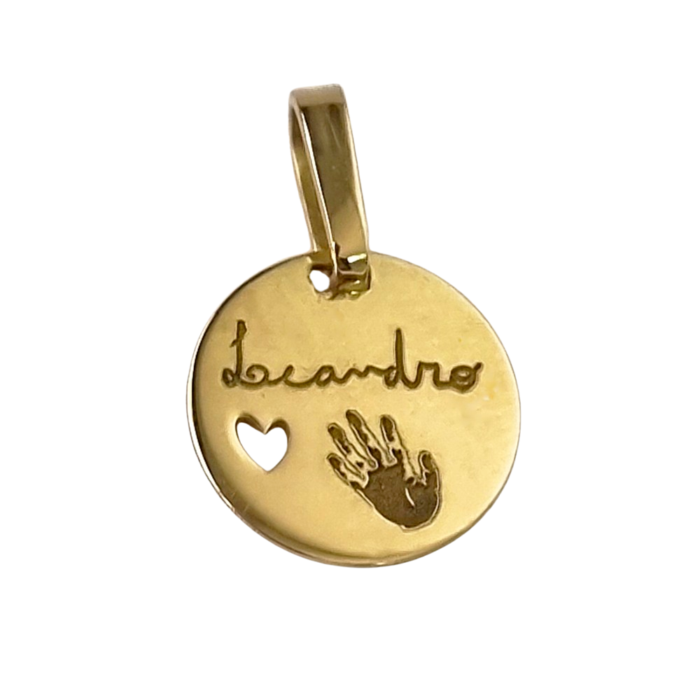 Pingente em Ouro 18k Redondo Personalizado 12mm