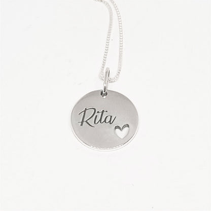 Colar Pingente Redondo Personalizado 10-15mm em Prata
