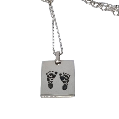 Colar Pingente Retangular Nascimento Personalizado em Prata