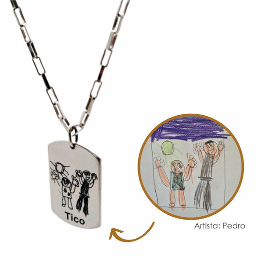 Colar Pingente Personalizado Desenho Filho/a em Prata
