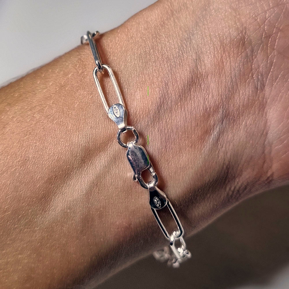 Pulseira Elo Cadeado 5mm 19cm em Prata