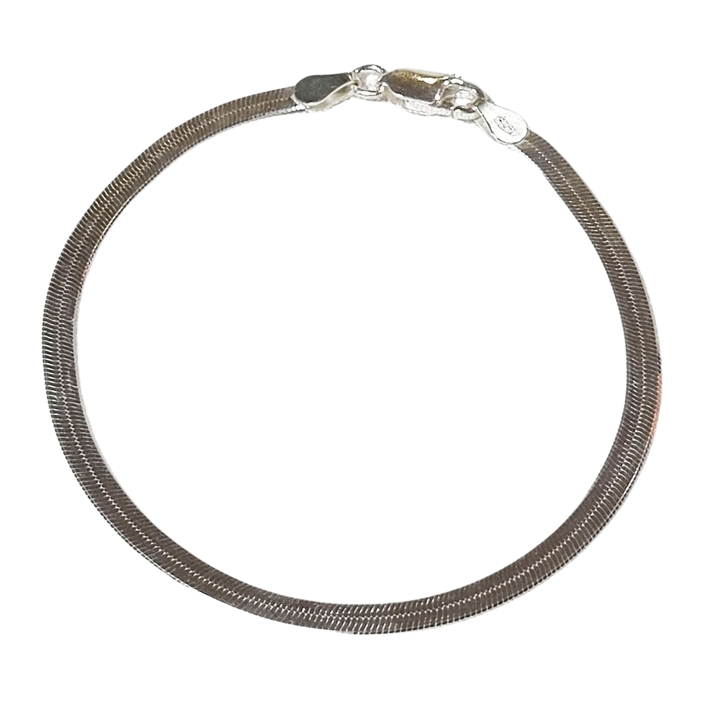 Pulseira Laminada Fita 3mm 18cm em Prata