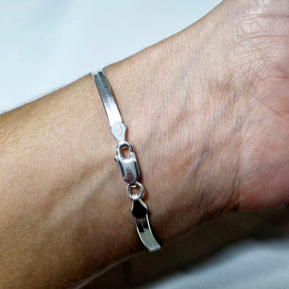 Pulseira Laminada Fita 3mm 18cm em Prata