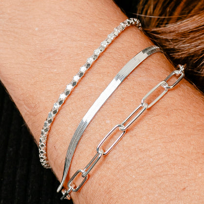 Pulseira Laminada Fita 3mm 18cm em Prata