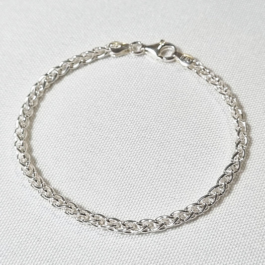 Pulseira Trançada 3mm 17cm em Prata