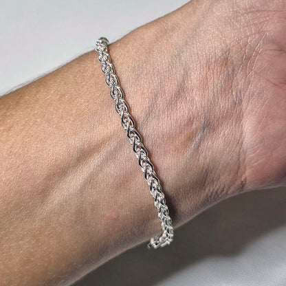 Pulseira Trançada 3mm 17cm em Prata